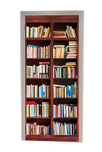 A.Monamour Türtapete Selbstklebend Türfolie Türposter 3D Bücher In Der Bibliothek Bücherregal Bücherregal Hintergrund Vinyl Folie Türdeko Tapete Wandbild Türaufkleber Türtattoo 77 x 200 cm von A.Monamour