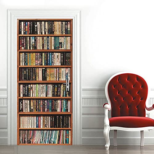 A.Monamour Türtapete Selbstklebend Türfolie Türposter 3D Bücherregal Voller Bücher Hintergrund Vinyl Folie Türdeko Tapete Wandbild Türaufkleber Türtattoo 77 x 200 cm von A.Monamour