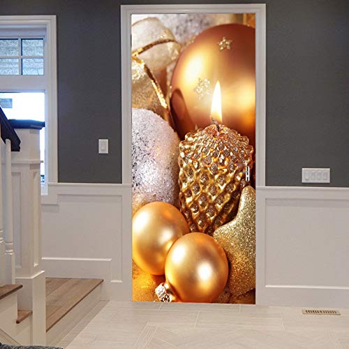 A.Monamour Türtapete Selbstklebend Türfolie Türposter 3D Goldene Champagnerfarbe Glitzerte Sternekugeln Kerzen Weihnachten Vinyl Folie Türdeko Tapete Wandbild Türaufkleber Türtattoo 90 x 200 cm A.Monamour Türtapete Selbstklebend Türfolie Türposter 3D Goldene Champagnerfarbe Glitzerte Sternekugeln Kerzen Weihnachten Vinyl Folie Türdeko Tapete Wandbild Türaufkleber Türtattoo 90 x 200 cm von A.Monamour