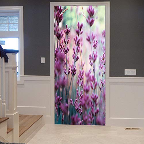 A.Monamour Türtapete Selbstklebend Türfolie Türposter 3D Lila Lavendel Blumen Feld In Der Naturlandschaft Der Provence Frankreich Vinyl Folie Türdeko Tapete Wandbild Türaufkleber Türtattoo 90 x 200 cm von A.Monamour