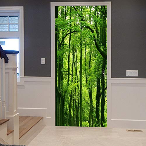 A.Monamour Türtapete Selbstklebend Türfolie Türposter 3D Natur Landschaft Grüne Bäume Wald Druck Vinyl Folie Türdeko Tapete Wandbild Türaufkleber Türtattoo 77 x 200 cm von A.Monamour