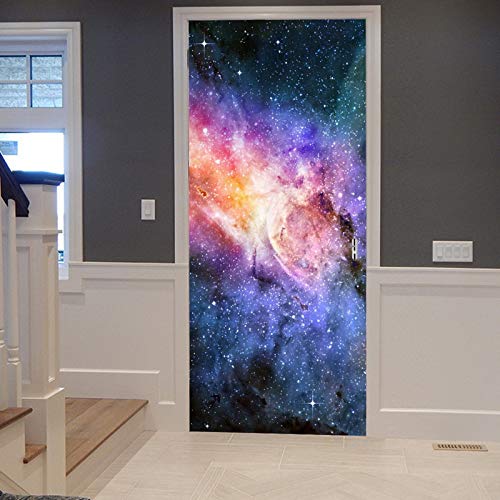 A.Monamour Türtapete Selbstklebend Türfolie Türposter 3D Nebel Gaswolke In Galaxien Sternen Des Weltraum Universums Vinyl Folie Türdeko Tapete Wandbild Türaufkleber Türtattoo 90 x 200 cm von A.Monamour