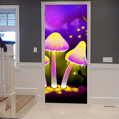 A.Monamour Türtapete Selbstklebend Türfolie Türposter 3D Pilz In Einer Fantasiewelt Vinyl Folie Türdeko Tapete Wandbild Türaufkleber Türtattoo 77x200cm von A.Monamour