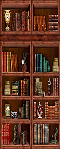 A.Monamour Türtapete Selbstklebend Türfolie Türposter 3D Retro Bücherregal Bücherschrank Im Arbeitszimmer Vinyl Folie Türdeko Tapete Wandbild Türaufkleber Türtattoo 77 x 200 cm von A.Monamour