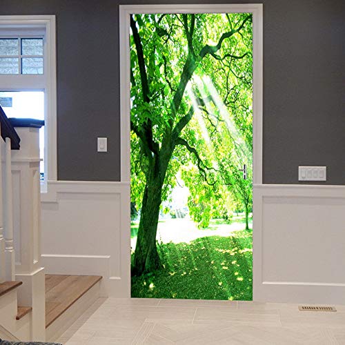 A.Monamour Türtapete Selbstklebend Türfolie Türposter 3D Sonnen Durch Großen Baum Wald In Park Natur Landschaft Vinyl Folie Türdeko Tapete Wandbild Türaufkleber Türtattoo 77 x 200 cm von A.Monamour