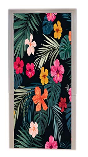 A.Monamour Türtapeten Selbstklebend 3D Hand Gezeichneter Tropischer Hibiskus Blüht Exotisches Palmblattmuster Auf Dunklem Hintergrund Türtapete Türposter Tapete 77x200cm A.Monamour Türtapeten Selbstklebend 3D Hand Gezeichneter Tropischer Hibiskus Blüht Exotisches Palmblattmuster Auf Dunklem Hintergrund Türtapete Türposter Tapete 77x200cm von A.Monamour