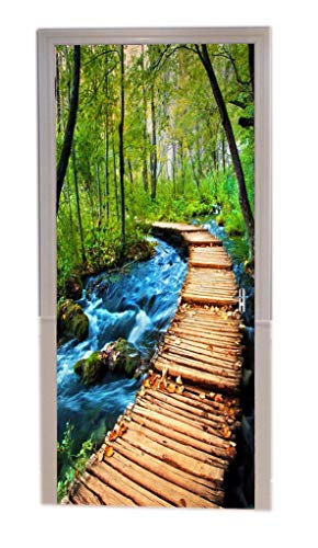 A.Monamour Türtapeten Selbstklebend 3D Kroatien Plitvice Seen Tiefe Wald Bach Klar Wasser Bordweg In Park Natur Landschaft Türtapete Türposter Tapete 77x200cm von A.Monamour