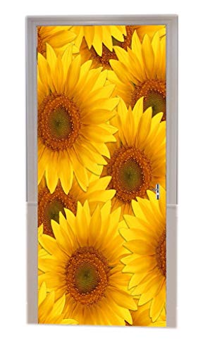 A.Monamour Türtapeten Selbstklebend 3D Sommerblume Sonnenblumenmuster Blumenhintergrund Türtapete Türposter Tapete 77x200cm von A.Monamour