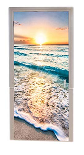 A.Monamour Türtapeten Selbstklebend 3D Sonnenuntergang Ozeanblau Meer Meereswellen Sandstrand Naturlandschaft Türtapete Türposter Tapete 77x200cm von A.Monamour