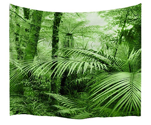 A.Monamour Wanddekor Wandbild Vorhang Wandteppiche Tropische Palme Blatt Grün Wald Wilden Dschungel Natur Landschaft Fotodruck Stoff Wandteppich Wandbehänge Für Schlafzimmer 180X230Cm / 71"X 90" von A.Monamour