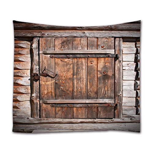 A.Monamour Wanddekor Wandbild Vorhang Wandteppiche Vintage Alten Rustikalen Hölzernen Scheunentor Holzplanken Hintergrund Kunstdruck Stoff Wandbehang Tapisserie Wand Decors 102X153 Cm / 40 "X 60" von A.Monamour