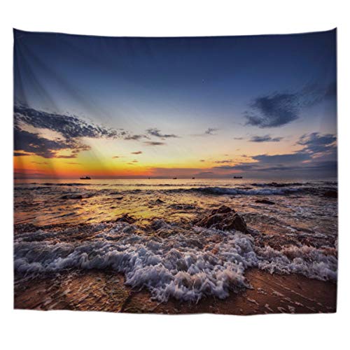 A.Monamour Wanddekor Wandteppiche Sonnenuntergang Ozean Landschaft Steigende Gezeiten Natur Landschaft Drucken Tuch Wandteppich Wandbehänge Kunst Dekore Für Wohnzimmer Wand 153X102Cm / 60 "X 40" von A.Monamour