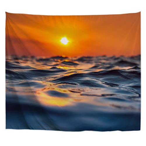 A.Monamour Wanddekor Wandteppiche Sonnenuntergang Zeit Blau Ozean Meerwasser Gezeiten Highlights Natur Landschaft Themen Stoff Wandteppich Wandbehänge Bettdecken 180X230Cm / 71"X 90" von A.Monamour