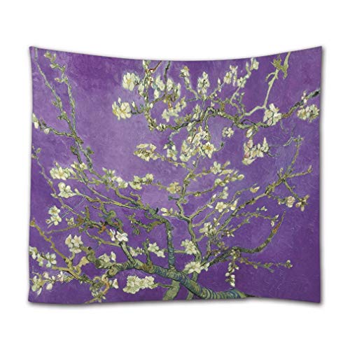 A.Monamour Wandteppich Mandelblüten Von Vincent Van Gogh Purpur Ton Kunst Dekor Stoff Tapisserie Wandbehang Wanddeko Wandkunst Wandbilder Wandtuch für Wohnzimmer Schlafzimmer von A.Monamour