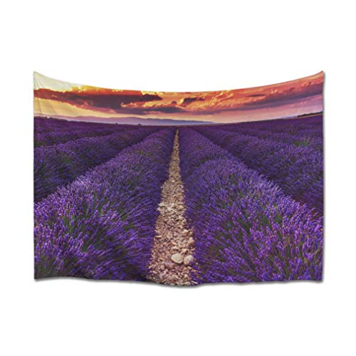A.Monamour Wandteppich Sonnenuntergang Lavendelfeldern Natur Landschaft Der Provence Frankreich Tuch Mandala Boho Hippie Psychedelic Tapisserie Wandbehang Wanddekoration Modern Abstrakte Kunst von A.Monamour