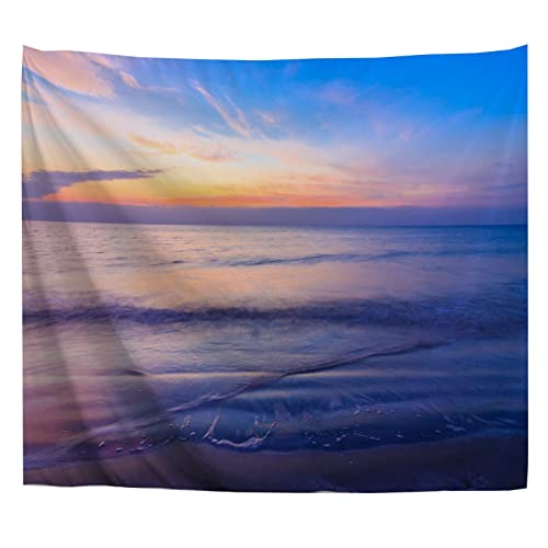 A.Monamour Wandteppich Strand Sonnenuntergang Meer Wellen Bunt Himmel Natur Landschaft Stoff Tuch Tapisserie Wandbehang Wanddeko Wandkunst Wandbilder Wandtuch für Wohnzimmer Schlafzimmer 153x229cm von A.Monamour