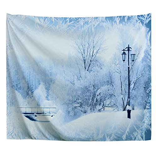 A.Monamour Wandteppich Weiße Schnee Bäume Winterlandschaft Hintergrund Stoff Tuch Tapisserie Wandbehang Wanddeko Wandkunst Wandbilder Wandtuch für Wohnzimmer Schlafzimmer 102x153cm von A.Monamour