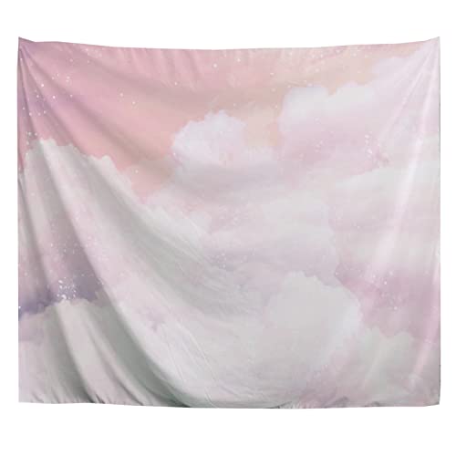 A.Monamour Wandteppich Weiße Wolken Vor Rosa Himmels Hintergrund Stoff Tuch Tapisserie Wandbehang Wanddeko Wandkunst Wandbilder Wandtuch für Wohnzimmer Schlafzimmer 180x230cm von A.Monamour