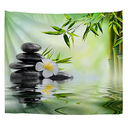 A.Monamour Wandteppich Zen Meditation Schwarze Spa Steine ​​Bambus Blumen Wasser Im Garten Stoff Tuch Tapisserie Wandbehang Wanddeko Wandkunst Wandbilder Wandtuch für Wohnzimmer Schlafzimmer 102x153cm von A.Monamour