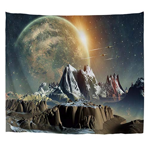 A.Monamour Wandteppiche Fantasie-Universum Fremden Planeten Felsen Und Berge 3D Abstrakte Landschaft Kunst Print Stoff Wandteppich Wandbehänge Wandbild Für Schlafzimmer Wohnzimmer 180x230cm von A.Monamour