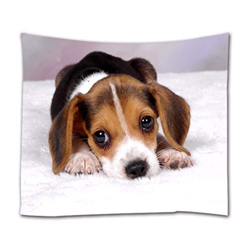 A.Monamour Wandteppiche Niedlichen Beagle Welpen Hund Liegend Auf Dem Boden Animal Lovers Themen Druck Stoff Wandbehang Tapisserie Vorhänge Tischdecke Tagesdecke Strandtuch 102X153Cm von A.Monamour