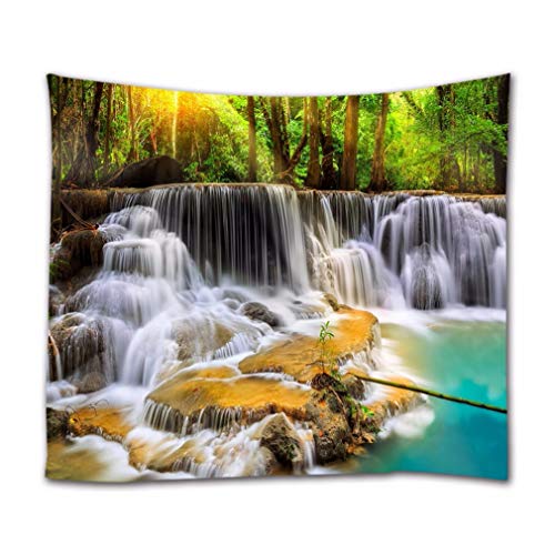 A.Monamour Wandteppiche Thailand Kanchanaburi Wasserfall Blau See Wasser Natur Wald Bäume Drucken Stoff Wandbehang Tapisserie Vorhänge Tischdecke Bettdecke Badetuch 180X230 cm von A.Monamour