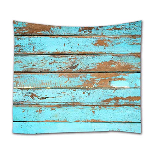 A.Monamour Wandteppiche Vintage Grunge Gemalt Blaue Holzbohlen Boden Holz Textur Hintergrund Drucken Boho Hippie Mandala Wandbehang Tapisserie Wandkunst Dekore Stoff Tischdecke 130X153Cm von A.Monamour