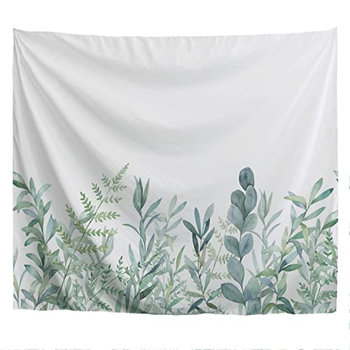 A.Monamour Wandteppiche Wanddekor Tuch Aquarell Grüne Pflanzen Blätter Auf Weißem Hintergrund Botanisch Stoff Wandtuch Wandbehang Wandkunst Wandbilder für Schlafzimmer Schlafsaal Wohnzimmer 153x203cm von A.Monamour