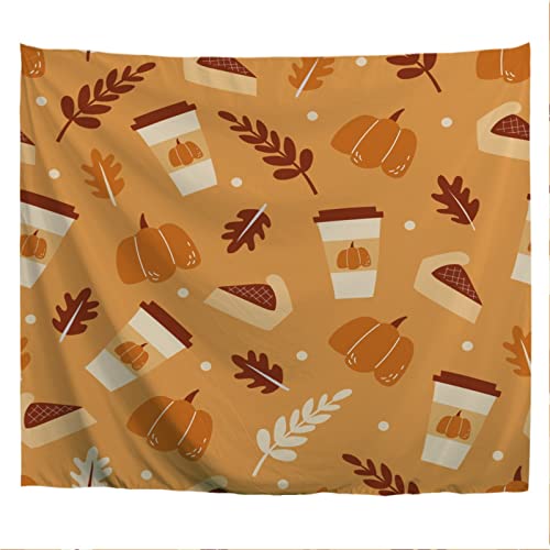 A.Monamour Wandteppiche Wanddekor Tuch Kürbiskuchen Und Lustiges Würziges Kaffee Halloween Dessert Set Stoff Wandtuch Wandbehang Wandkunst Wandbilder für Schlafzimmer Schlafsaal Wohnzimmer 153x229cm von A.Monamour
