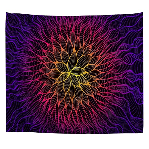 A.Monamour Wandteppiche Wanddekor Tuch Leuchtende Abstrakte Fantastische Blume Gelb Rosa Violett Farbverlauf Stoff Wandtuch Wandbehang Wandkunst Wandbilder für Schlafzimmer Schlafsaal 180x200cm von A.Monamour