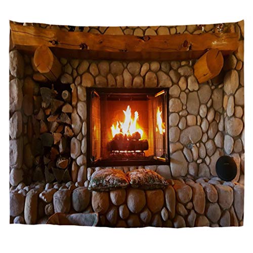 A.Monamour Wandteppiche Weihnachten Rock Stein Kamin Muster Holz Kaminsims Kunst Dekore Boho Hippie Mandala Gobelin Wandbehänge Vorhang Tagesdecke Strandtuch Tischdecke 180x230cm von A.Monamour