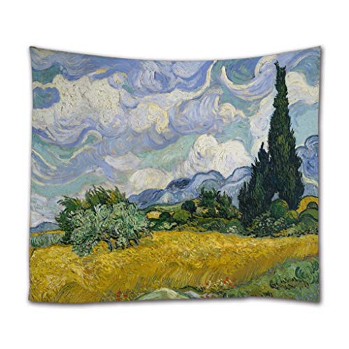 A.Monamour Wandteppiche Weizenfeld Mit Zypressen Von Vincent Van Gogh Ölgemälde Kunstdruck Boho Hippie Mandala Gobelin Wandbehänge Vorhang Tagesdecke Strandtuch Tischdecke 153x130cm von A.Monamour