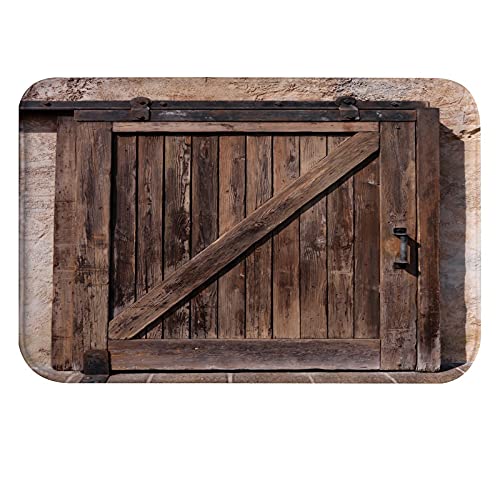 A.Monamour rutschfest Saugfähig Waschbar Badematte Alte Holzbohlen Rustikaler Scheunentor Holz Textur Hintergrund Weich Flanell Badezimmerteppich Badteppich Badvorleger Badewanne Dusche Duschvorleger von A.Monamour