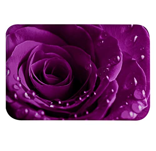 A.Monamour rutschfest Saugfähig Waschbar Badematte Lila Rose Blume Blumen Hintergrund Kunst Dekor Weich Flanell Badezimmerteppich Badteppich Badvorleger Badewanne Dusche Duschvorleger von A.Monamour