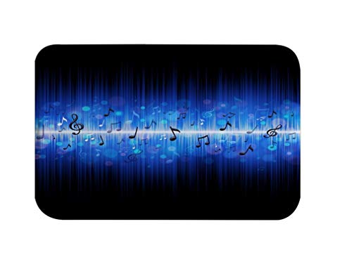 A.Monamour rutschfest Saugfähig Waschbar Badematte Musiknoten Musikmelodie Blauer Hintergrund Weich Flanell Badezimmerteppich Badteppich Badvorleger Badewanne Dusche Duschvorleger von A.Monamour