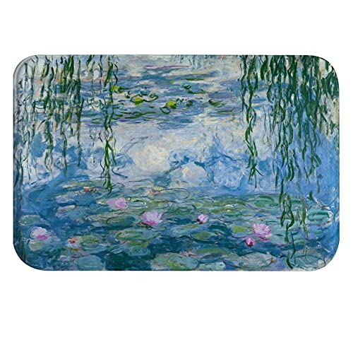 A.Monamour rutschfest Saugfähig Waschbar Badematte Seerosen Von Claude Monet Ölgemälde Lotusteich Blumen Garten Weich Flanell Badezimmerteppich Badteppich Badvorleger Badewanne Dusche Duschvorleger von A.Monamour