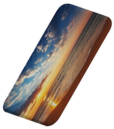 A.Monamour rutschfest Saugfähig Waschbar Badematte Tropischer Sandstrand Ozeanwellen Sonnenuntergang Landschaft Weich Flanell Badezimmerteppich Badteppich Badvorleger Badewanne Dusche Duschvorleger von A.Monamour