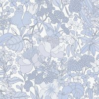 Blumentapete in Hellblau Badezimmer und Schlafzimmer Tapete mit Blumen im skandinavischen Stil Florale Vliestapete im Retro Stil - Blau, Grey, White von BRICOFLOR
