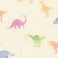 Dino Tapete bunt Vlies Kindertapete mit Dinosauriern in Wasserfarben Optik Tier Vliestapete ideal für Kinderzimmer von Jungen - Bunt, Beige, Rosa, von BRICOFLOR