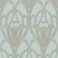 Ornament Tapete hellblau 20er Jahre Vliestapete elegant ideal für Schlafzimmer und Esszimmer Vlies Mustertapete mit 1920er Design aus Vinyl von BRICOFLOR