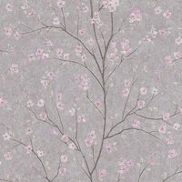 Bricoflor - Asiatische Tapete floral Blumen Vliestapete mit japanische Kirschblüten Muster Vlies Frühlingstapete grau rosa für Schlafzimmer und von BRICOFLOR