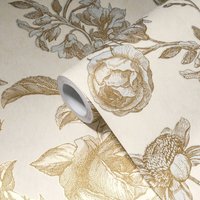 A.s.creations - a.s. Création Florale Tapete Gold 10.05 m x 0.53 m 64 / 32 cm (versetzt) Vlies hoch waschbeständig gut lichtbeständig restlos trocken von A.S. CREATIONS