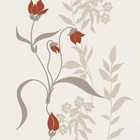 Florale Tapete beige crème rot Blumen Vliestapete im Landhausstil für Esszimmer und Küche Vlies Blumentapete mit Vinyl abwaschabr - Beige, Red, Beige von BRICOFLOR