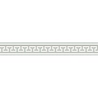 Antik Tapetenbordüre selbstklebend Silber Tapeten Bordüre im griechischen Stil Vlies Tapetenborte ideal für Badezimmer und Küche - Silver, White, Grey von BRICOFLOR