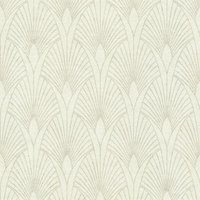 20er Jahre Tapete weiß silber Elegante Vliestapete mit Ornament Muster Edle Art Déco Mustertapete mit Vinyl für Esszimmer und Schlafzimmer - Beige, von BRICOFLOR