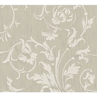 Barock Tapete floral Beige graue Vliestapete mit Ranken für Esszimmer und Wohnzimmer Vlies Textiltapete mit Blumen und Ornamenten - Beige, Beige von BRICOFLOR