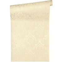 Vintage Barocktapete in Hellgrau Elegante Vlies Textiltapete für Schlafzimmer und Wohnzimmer Barock Vliestapete mit Textil Ornament - Beige, Yellow von BRICOFLOR