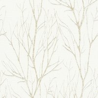 Bricoflor - Weiß gold Tapete mit Baum Design Waldtapete im modernen Stil für Esszimmer und Schlafzimmer Vlies Mustertapete mit Vinyl - Beige, Gold, von BRICOFLOR
