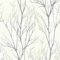 Waldtapete in Schwarz Weiß Moderne Baum Tapete ideal für Schlafzimmer und Esszimmer Weiße Vliestapete mit Vinyl abwaschbar - White, Grey, Black von BRICOFLOR