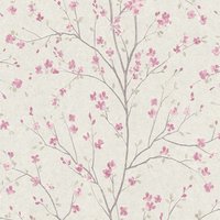 Kirschblüten Tapete weiß rosa Japanische Vliestapete mit Blumen romantisch Chinesische Frühlingstapete floral ideal für Schlafzimmer - Rosa, White von BRICOFLOR
